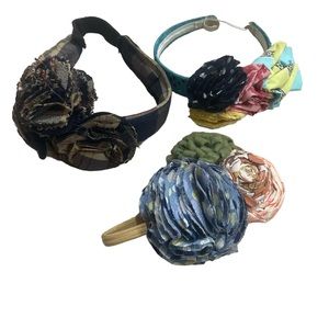 Lot of flower headbands oversized hair bow fascinators plaid mixed pink blue ooa